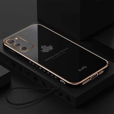 Casing Maple Samsung A02S / A03S Softcase Elektro Plating Bonus Tali Strap SAMSUNG A02S HITAM