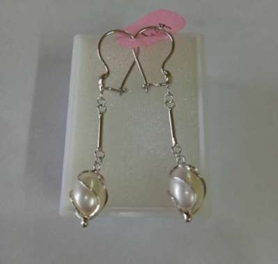 Anting Panjang Juntai Perak Asli Mutiara Asli Mutiara Air Tawar Mutiara Lombok