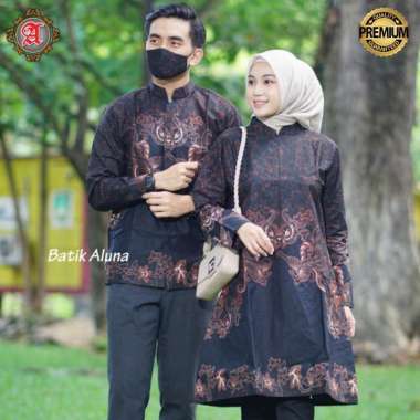 Baju Couple Batik Atasan Muslim Pria Wanita Model Lengan Panjang CBA 010