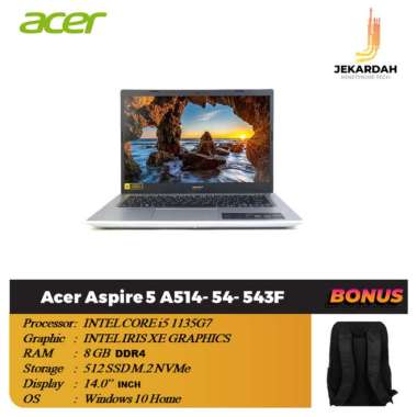 Terbaik Acer Aspire 5 A514-54-543F Laptop-Core I5 1135G7/ 8Gb Ram- Ssd 512Gb Baru +LAMINATING
