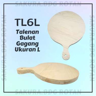 TL6L - Talenan kayu bulat gagang L 32x24x2 cm tatakan alat dapur masak dekorasi kado souvenir lukis