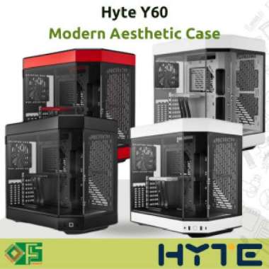 Casing Komputer Hyte Y60 Premium Mid Tower ATX PC Case Snow white