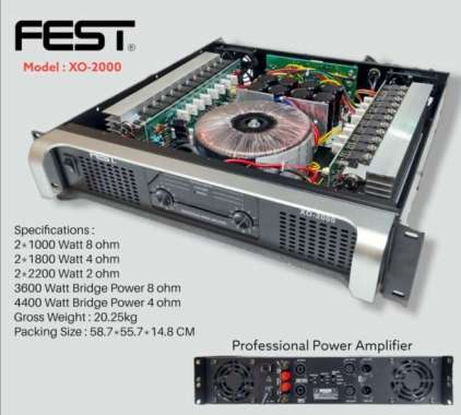 100% Produk Ori Power Amplifier Fest Xo 2000 Watt Xo2000 Ampli Subwoofer Original Multicolor