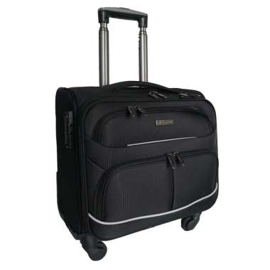 Navy Club Aldous Koper Kabin SoftCase - 4 Roda Putar TSA Lock With Laptop Case - Size 16 Inch Black