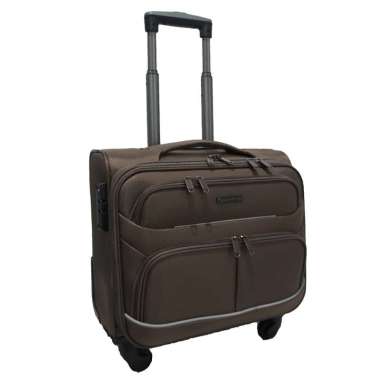 Navy Club Aldous Koper Kabin SoftCase - 4 Roda Putar TSA Lock With Laptop Case - Size 16 Inch Coffee