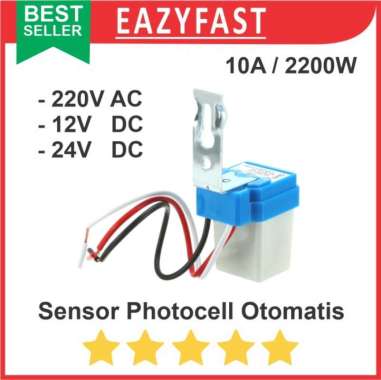 Sensor Photocell Lampu Relay Otomatis Siang Malam Fotosel LDR AC DC 24V DC