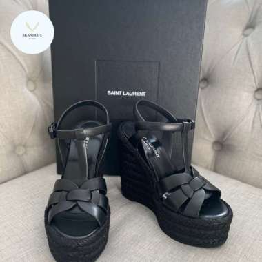 Yves Saint Laurent saint laurent tribute wedges all Black - 100% Authentic 38