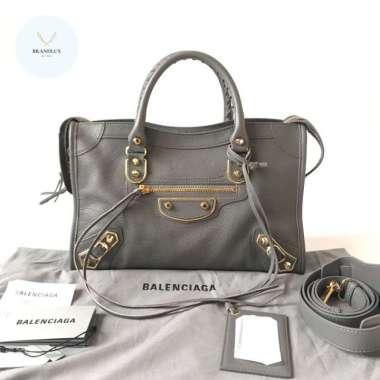 BALENCIAGA Small city edge Grey GHW - 100% Authentic
