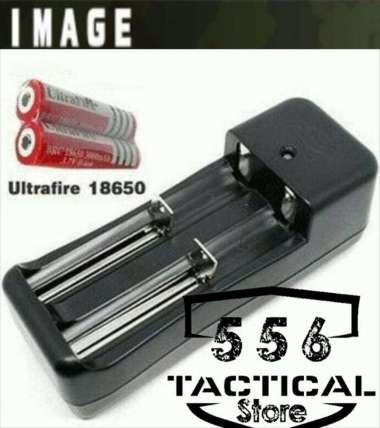 Charger dual baterai utk Baterai 18650/10440/14500/16340/CR123 - HITAM