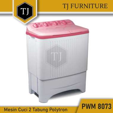 Polytron Mesin Cuci 2 Tabung Twin Tube Pengering Baju Kapasitas 8 kg PWM 8073 PWM-8073 PWM8073 Biru