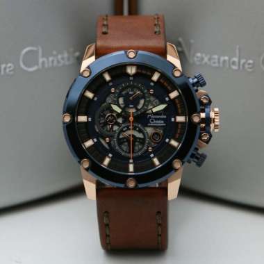 Jam Tangan Pria Alexandre Christie AC 6564 Chronograph Original Garansi Resmi 1 Tahun ROSEGOLD BLACK