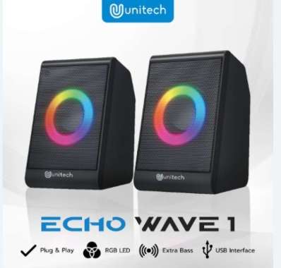 SPEAKER UNITECH ECHO WAVE 1 EXTRA BASS PLUG&PLAY SPEAKER PC RGB LIGHT