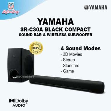 YAMAHA SR-C30A BLACK COMPACT SOUND BAR & WIRELESS SUBWOOFER