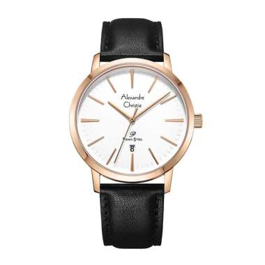 Jam Tangan Pria Alexandre Christie AC 1028 Primo Steel Classic Rantai Leather Kulit Stainless Steel 