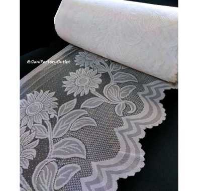 Vitrage Poni Renda Pinggiran Meja Meteran Bahan Kain Polyester Cantik Murah kode 2160