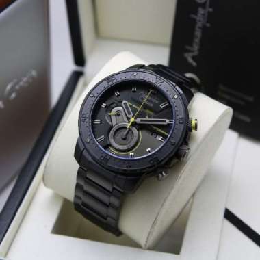JAM TANGAN PRIA ALEXANDRE CHRISTIE AC 6627 / AC6627 RANTAI ORIGINAL BLACK LIGHT GREEN