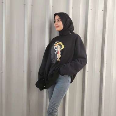 Sweater Anak Wanita Umur 13 Tahun - Skull luffy XXL Grosir Termurah 12-14 tahun Hitam