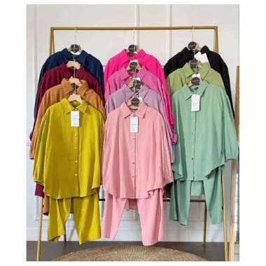 ZS NEW CLARA SET JUMBO OVERSIZE FIT TO XXXL CRINKLE AIRFLOW // ONE SET TANGAN BALON CLARA // SETCEL 