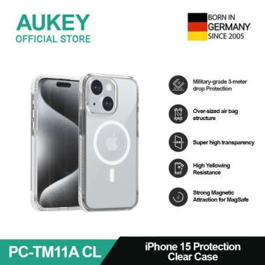 AUKEY iPhone 15 Premium Protection Clear Case PC-TM11-CL with MagSafe Casing Hp iPhone 15