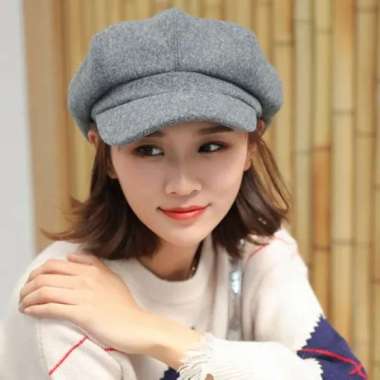 Verish Topi Baret Topi Gurita Topi Pelukis Versi Korea Wanita Pria Impor Kualitas Premium Abu abu