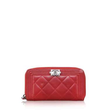 Chanel Lambskin Quilted Small Boy Zip Around Wallet