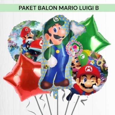 Paket Balon MARIO BROS B / Dekorasi Ulang Tahun Mario Bros Luigi Paket Mario Luigi B