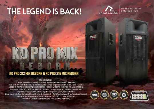 TWS Bluetooth Speaker Aktif Roadmaster KD PRO MIX REBORN Series KD PRO212 MIX REBORN