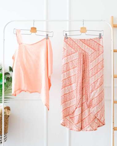 ONE SET PEACH ATASAN TARZAN CASUAL BATIK WANITA BLOUSE TANK TOP TARZAN SALEM ONE SHOULDER TOP TANGAN