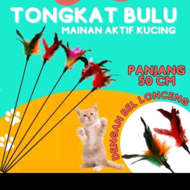 MAINAN KUCING TONGKAT BULU KERINCINGAN PANJANG TANGKAI STICK CHASER