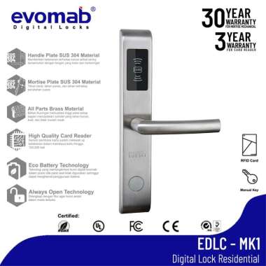 evomab Smart Door Lock Kunci Pintu Digital Kartu RFID Card EDLC-MK1 Kanan