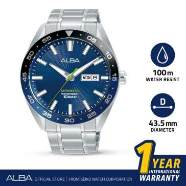 ALBA Jam Tangan Pria A3B003 Automatic Stainless Steel Silver Watch