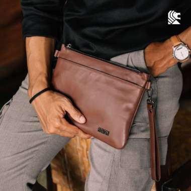 Verish REVEN ADAM handbag clutch Branded Original Kulit Sapi Asli Terbaik BROWN