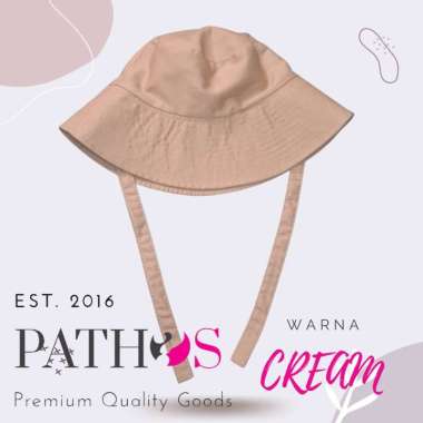 VERISH Bucket Hat Lebar Topi Wanita Dewasa Polos Hijab Cream