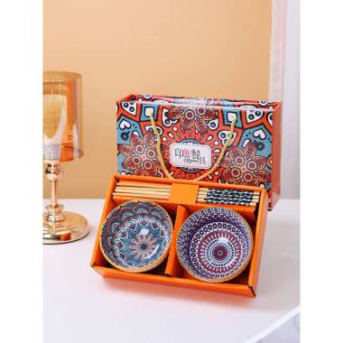 Verish Porcelain Bowl Bohemian Souvenir gift set Mangkok Piring Saji Keramik hias Hampers kado Perni