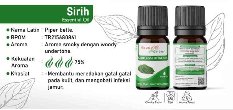 Happy Green Minyak Atsiri Daun Sirih (10 ml) Betel Leaf Essential Oil