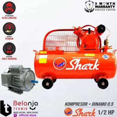 Shark Mesin Kompresor Udara 0.5 Hp Dinamo Motor 0.5 Hp Air Compressor Multicolor