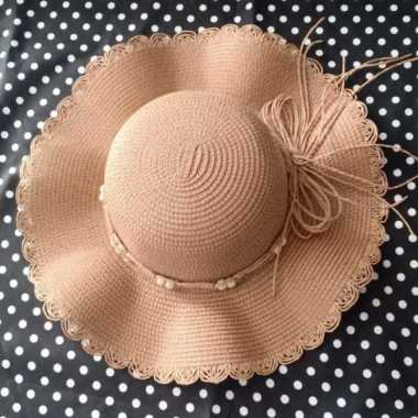 VERISH Topi Pantai Anyam Rotan import Light brown