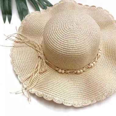 VERISH Topi Pantai Anyam Rotan import Cream