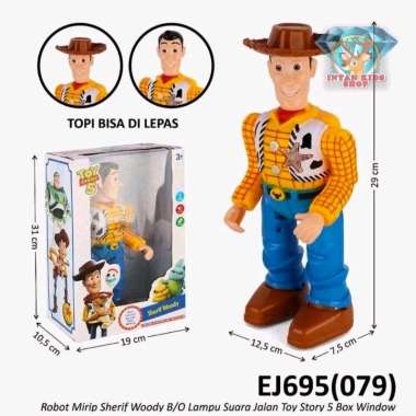 MAINAN ANAK B/O ROBOT SHERIFF WOODY TOY STORY 5 LAMPU SUARA JALAN EJ695 Kemasan Bubblewrap