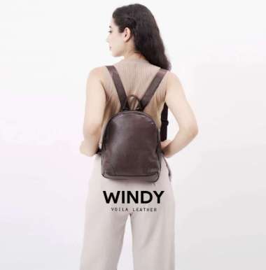 Genuine Leather Medium Women’s Backpack Voila Windy Brown