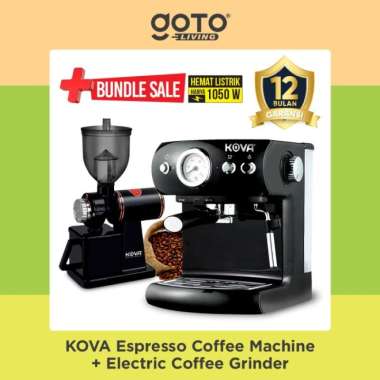BUNDLING KOVA ESPRESSO MAKER DAN KOVA SYLUS DIGITAL COFFEE GRINDER - LORENA Black600N x E01