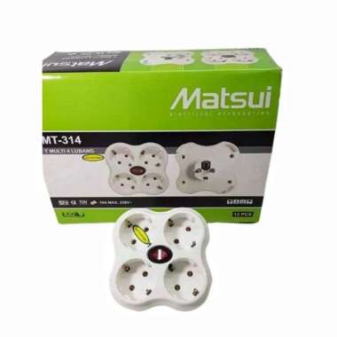 Steker T Multi 4 Lubang / Colokan Listrik Matsui MT-314 / Colokan Matsui 4 Lubang + Tombol On Off