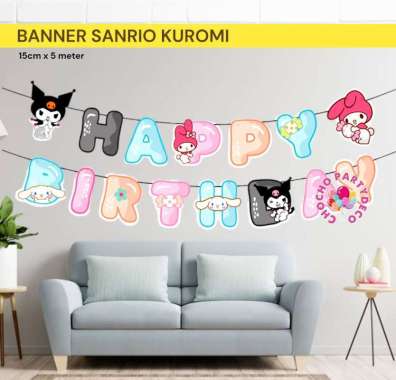 Bunting Flag KUROMI SANRIO MELODY / Banner Ulang Tahun Sanrio Kuromi Kuromi BTK