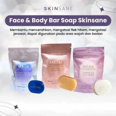 SKINSANE SABUN WAJAH & BADAN / MENCERAHKAN ATASI JERAWAT FLEK HITAM / MENJAGA SKIN BARRIER KULIT 80g