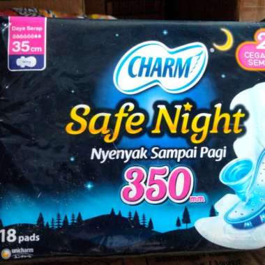 CHARM Safe Night 350mm 35cm 18 pads pembalut wanita wing
