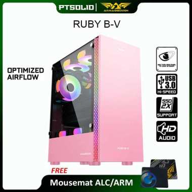 Casing gaming Armaggeddon Ruby B-V Casing PC Gaming ATX