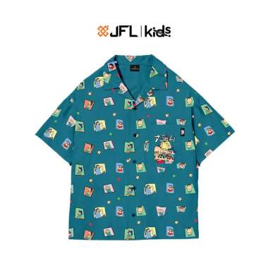 JFL Kids Tahilalats x Shinchan Tanoshi Camp Shirt Teal 8-9 tahun