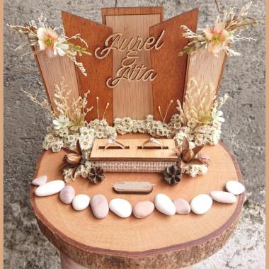 Ring Bearer AHHA desain Rustic Produk Terbaru Nama Di Backdrop Cincin + Kalung + Gelang + Anting