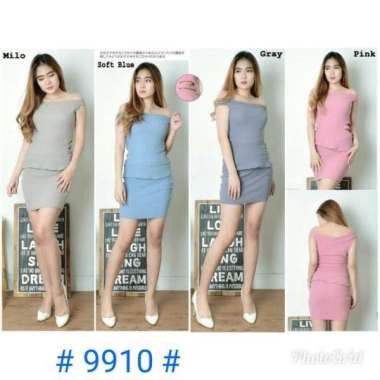 9910 Dress Sabrina/Baju Korea/Stelan Wanita Kerja/Dress Sexy Cream