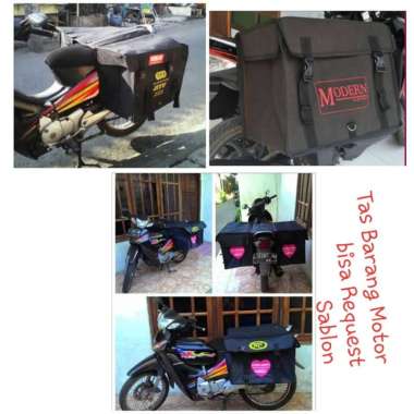 SABLON Nama Gambar Tas Barang Motor /Tas Kurir/Tas angkut SIZE L bahan Terpal